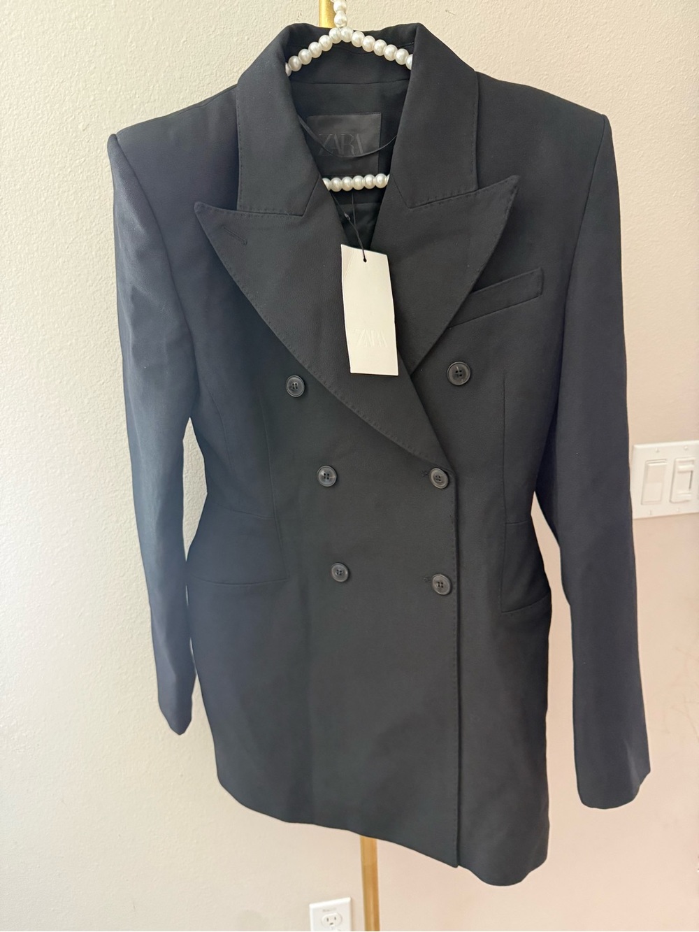 ZARA WOMAN BLACK ZW COLLECTION DOUBLE BREASTED BLAZER DRESS - Picture 5 of 10